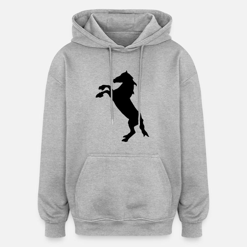 cheval - Sweat à capuche oversize unisexe - gris chiné