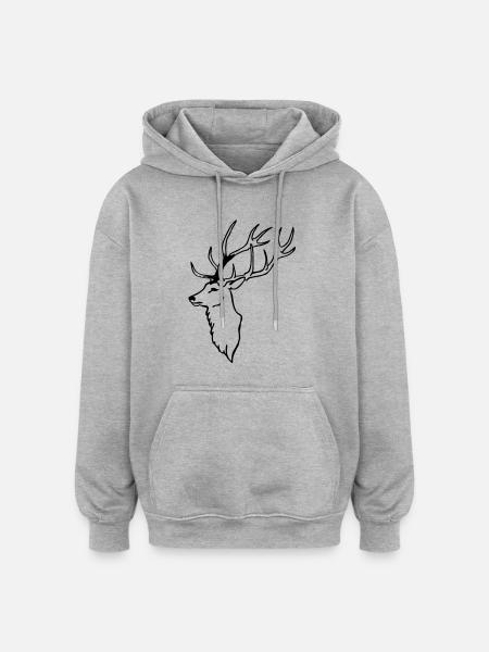 Deer - Oversized Unisex Hoodie - heather grey