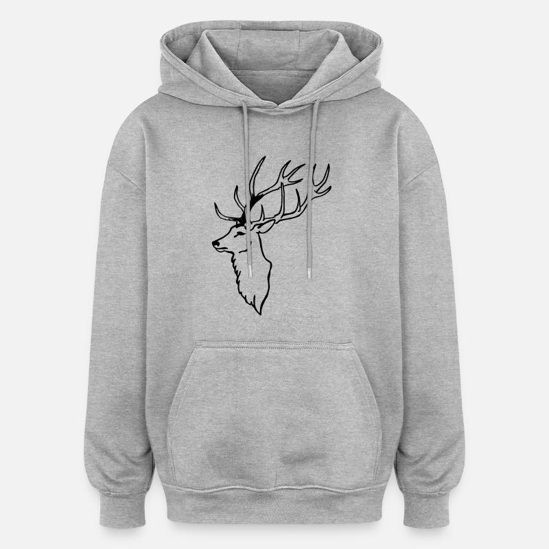 Deer - Oversized Unisex Hoodie - heather grey