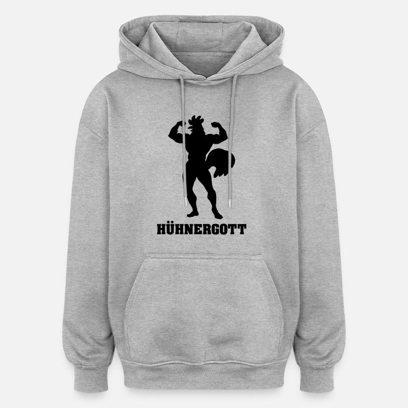 Hühnergott - Sweat à capuche oversize unisexe - gris chiné