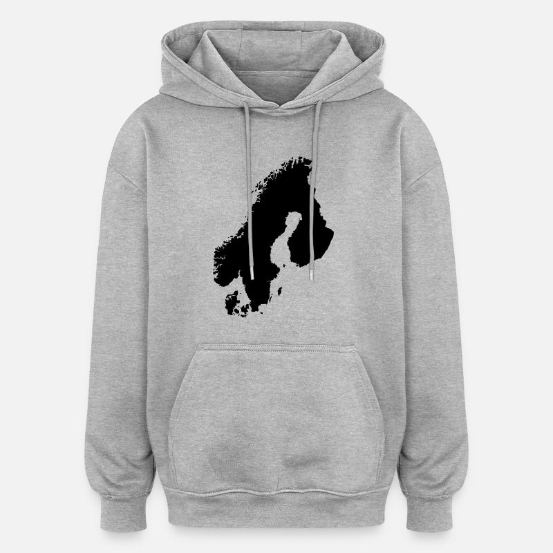 Scandinavie - Sweat à capuche oversize unisexe - gris chiné