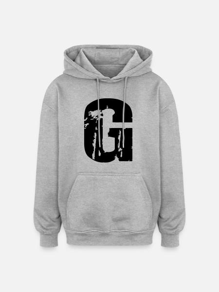 G - Buchstabe - Oversized Unisex Hoodie - Grau meliert