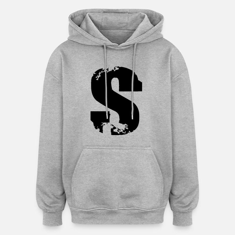 S - Buchstabe - Oversized Unisex Hoodie - Grau meliert
