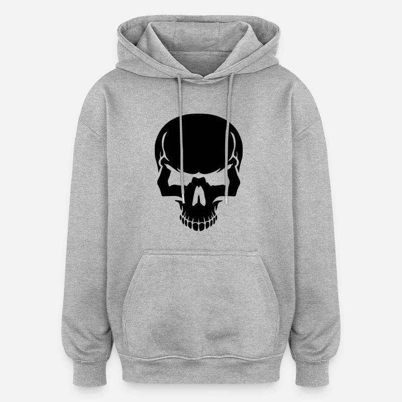 Crâne - Sweat à capuche oversize unisexe - gris chiné