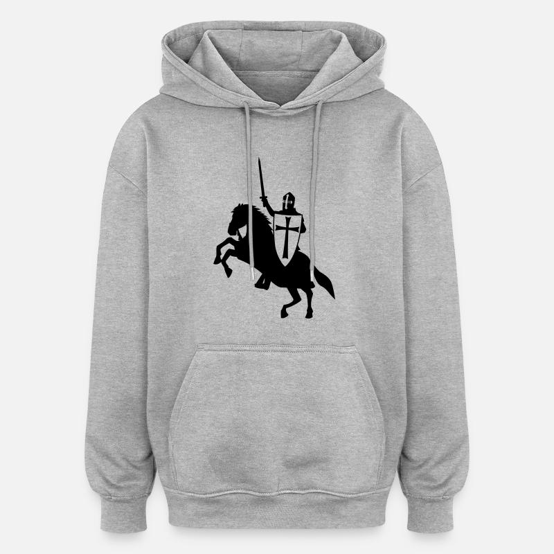 cavalier_templier_2 - Sweat à capuche oversize unisexe - gris chiné