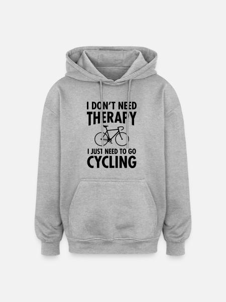 Therapy - Cycling - Sweat à capuche oversize unisexe - gris chiné