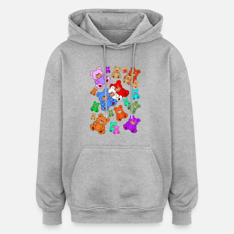 Teddybären / Teddys - Oversized Unisex Hoodie - Grau meliert