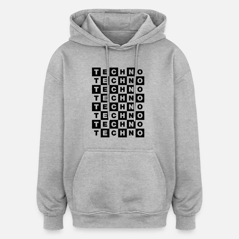 Techno - Sweat à capuche oversize unisexe - gris chiné