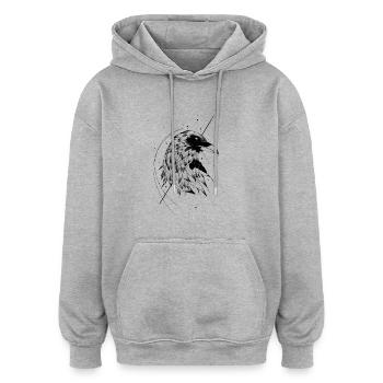 Wild Crow - Oversized Unisex Hoodie - Grau meliert - Vorne - Noah (186cm)