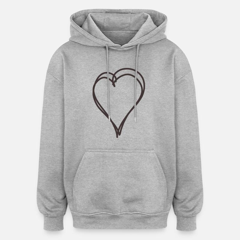 Herz - Oversized Unisex Hoodie - Grau meliert