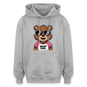 Beary Cool Vibes - Sweat à capuche oversize unisexe - gris chiné - Devant - Noah (186cm)