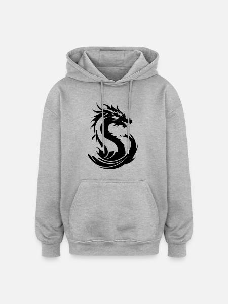 Dragon - Oversized Unisex Hoodie - heather grey