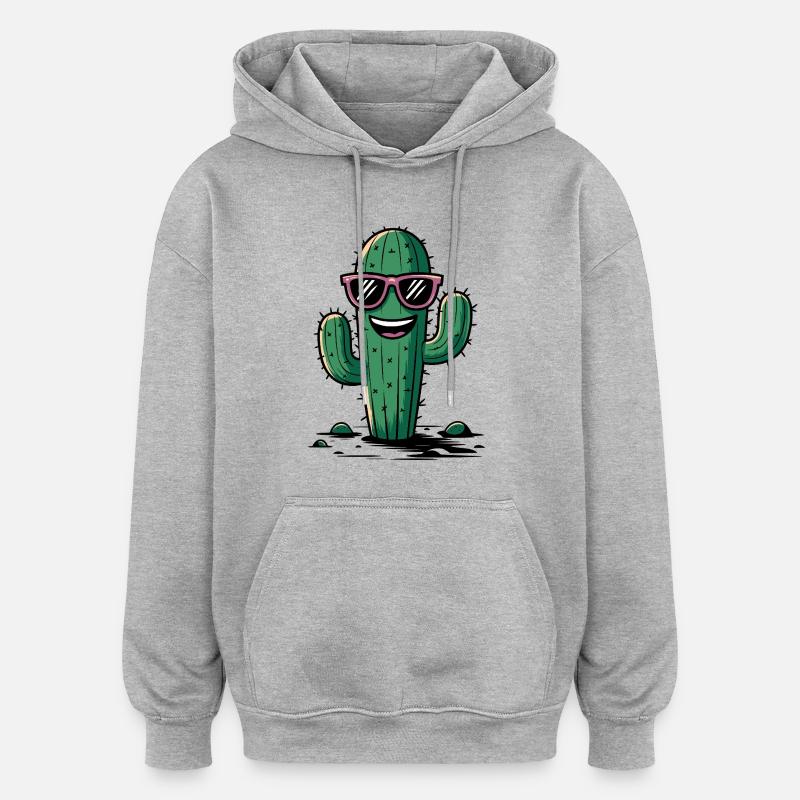 Cool Cactus - Sweat à capuche oversize unisexe - gris chiné