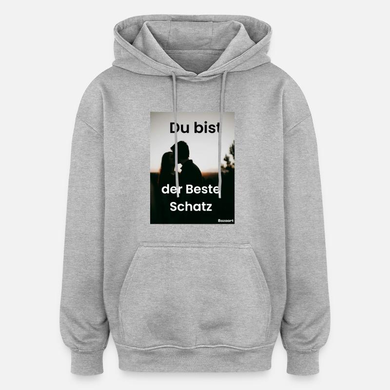 Du bist der Beste Schatz - Sweat à capuche oversize unisexe - gris chiné