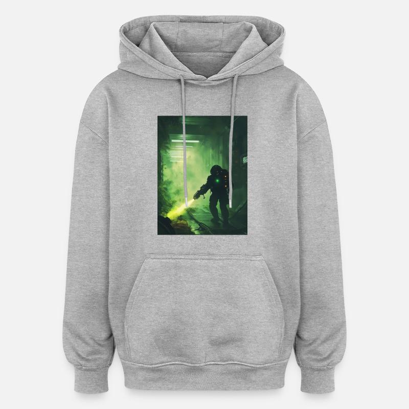 Guerrier de science-fiction2 - Sweat à capuche oversize unisexe - gris chiné