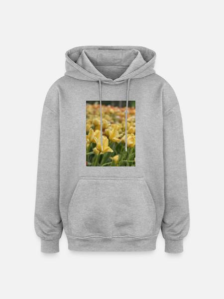 Tulipe Jaune mer - Sweat à capuche oversize unisexe - gris chiné