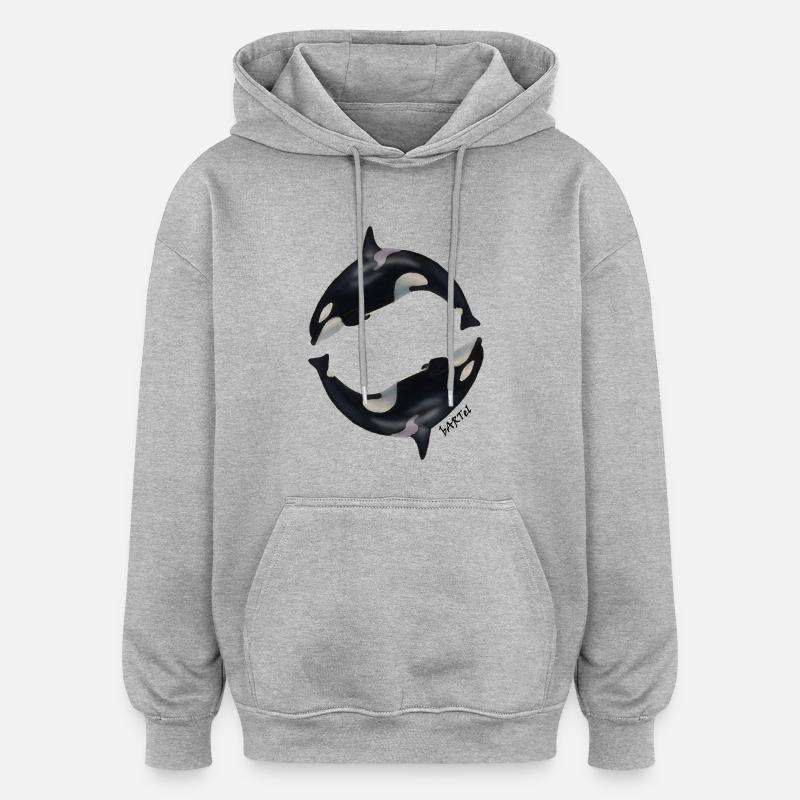 Orque1 - Sweat à capuche oversize unisexe - gris chiné