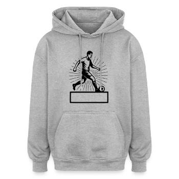 Footballeur - Nom Prénom - Sweat à capuche oversize unisexe - gris chiné - Devant - Noah (186cm)