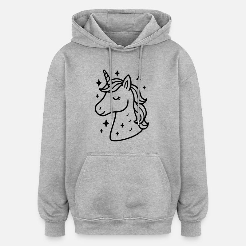 Das verzauberte Einhorn - Oversized Unisex Hoodie - Grau meliert