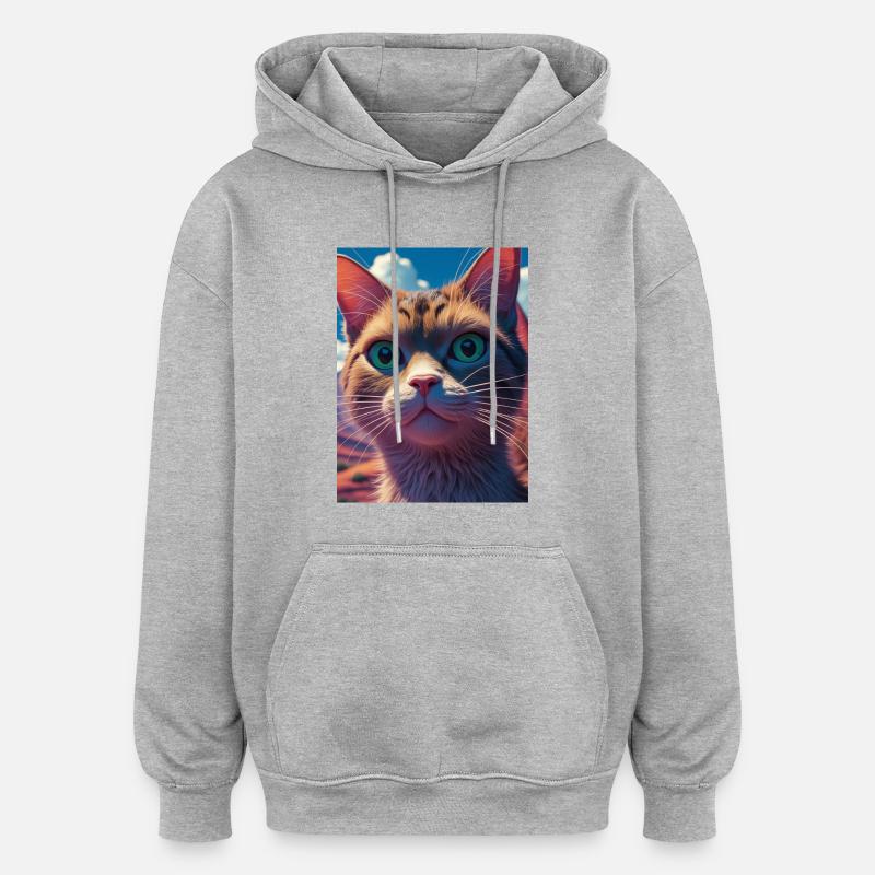 Cyberchat - Sweat à capuche oversize unisexe - gris chiné
