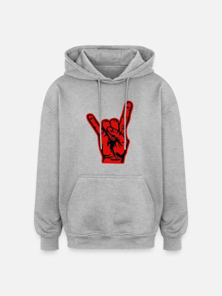 pommesgabel - Oversized Unisex Hoodie - Grau meliert