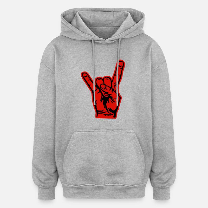 pommesgabel - Oversized Unisex Hoodie - Grau meliert