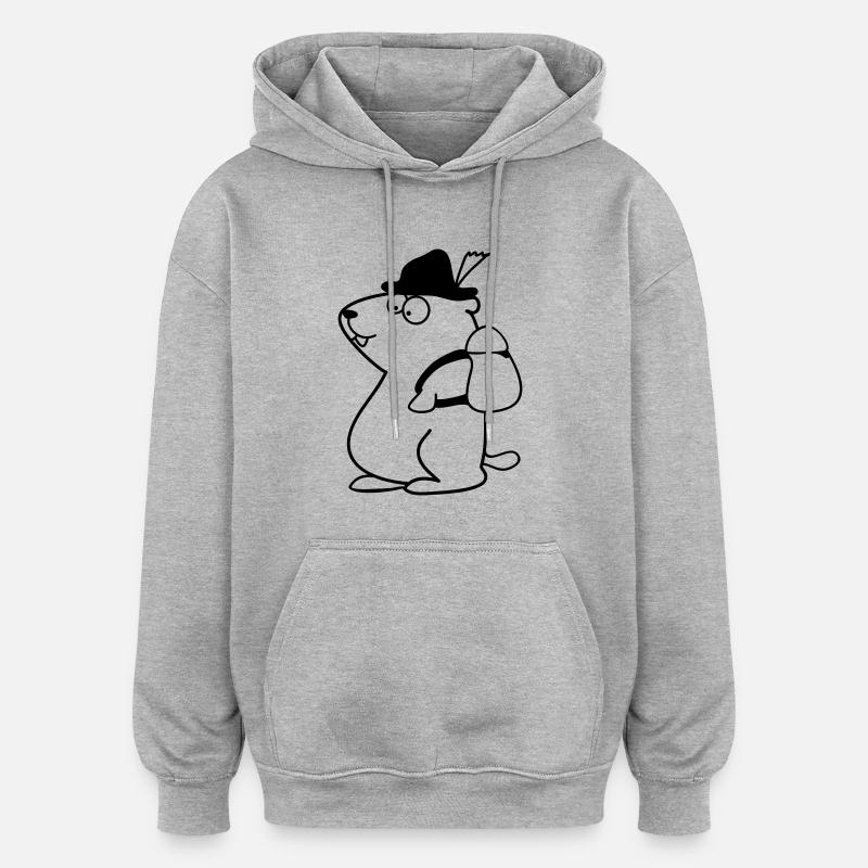 marmotte - Sweat à capuche oversize unisexe - gris chiné
