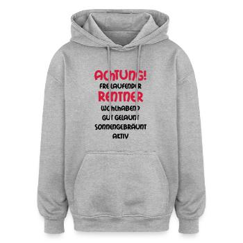 Attention, les retraités de roue libre, riche, - Sweat à capuche oversize unisexe - gris chiné - Devant - Noah (186cm)