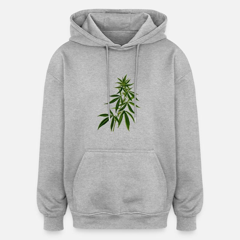 cannabis - Sweat à capuche oversize unisexe - gris chiné