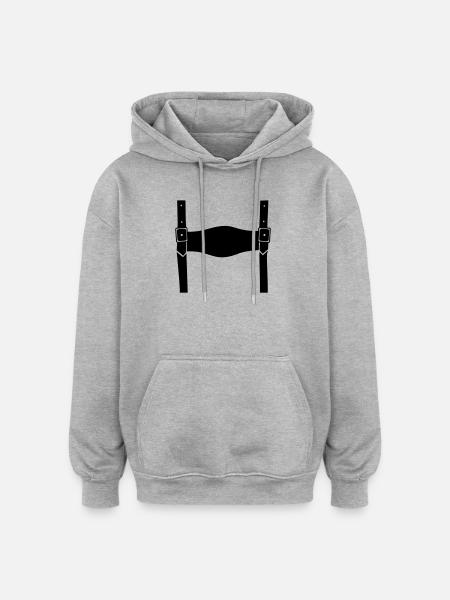 Lederhose - Oversized Unisex Hoodie - Grau meliert