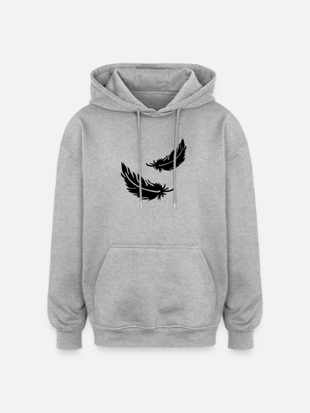 Two flying feathers - Oversized Unisex Hoodie - heather grey