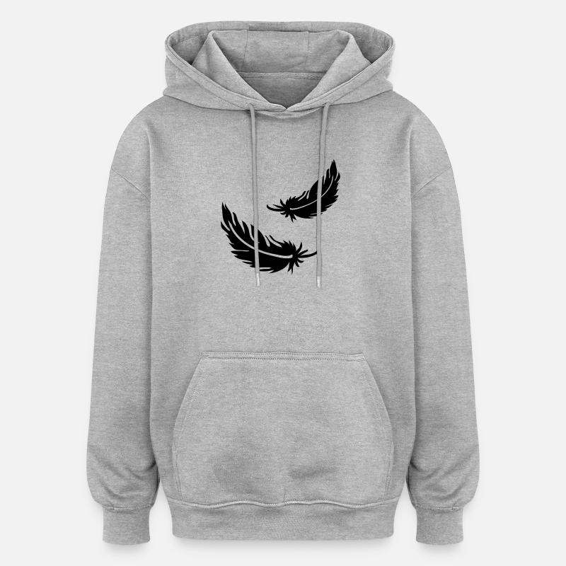 Deux plumes volantes - Sweat à capuche oversize unisexe - gris chiné