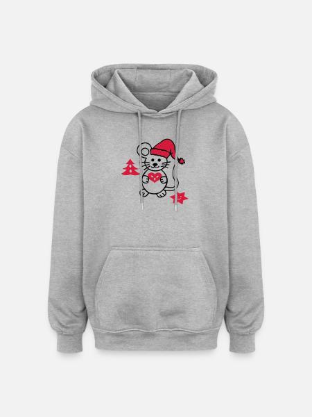 Souris de Noël - Sweat à capuche oversize unisexe - gris chiné