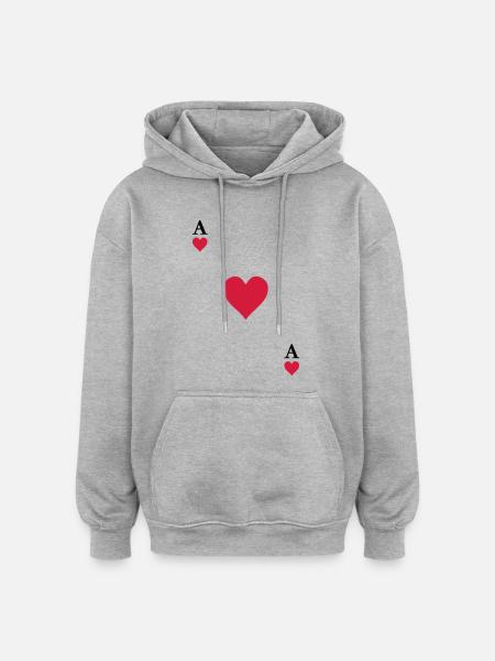 Ace of hearts - Oversized Unisex Hoodie - heather grey