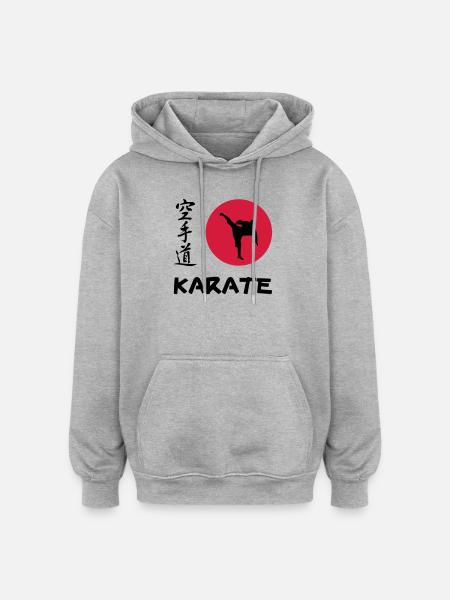 Karate - Sweat à capuche oversize unisexe - gris chiné