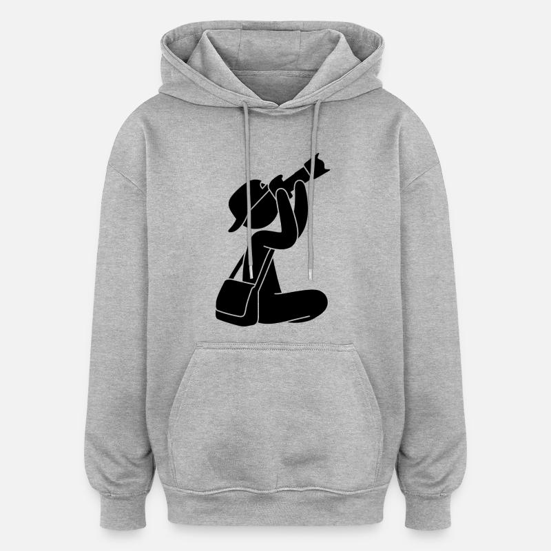 Photographe avec caméra - Sweat à capuche oversize unisexe - gris chiné