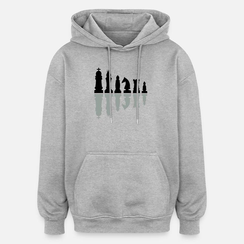 échecs - Sweat à capuche oversize unisexe - gris chiné