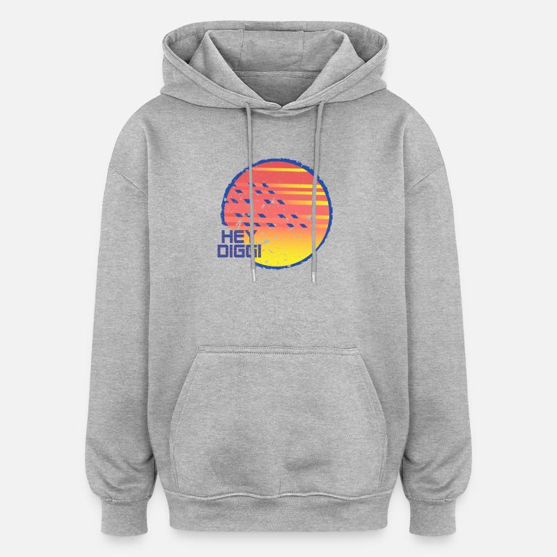 Hey Diggi - Sweat à capuche oversize unisexe - gris chiné