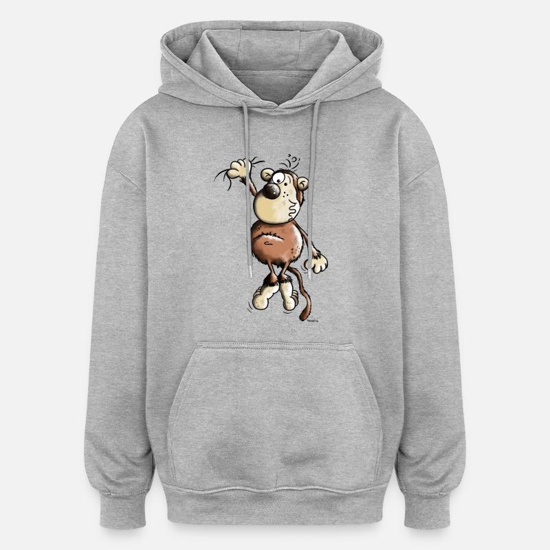 Abenteuerlustiger Affe - Oversized Unisex Hoodie - Grau meliert