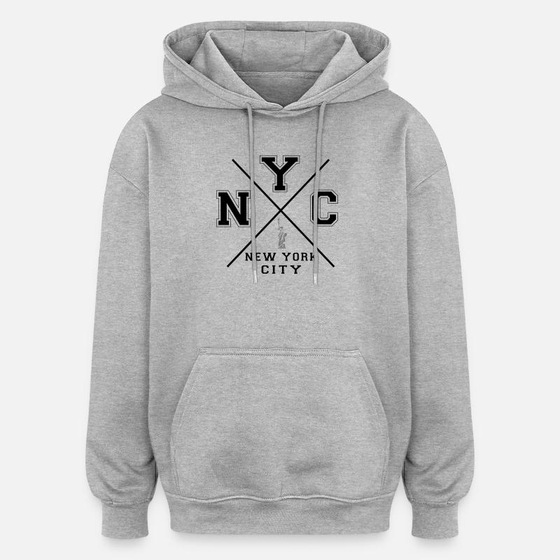 New York City - Sweat à capuche oversize unisexe - gris chiné