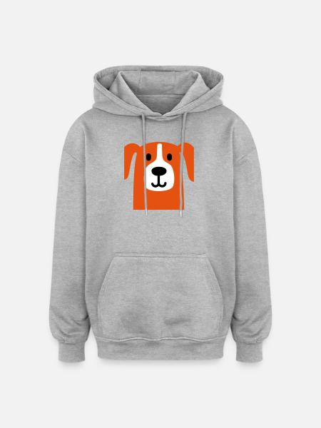 Chien mignon - Sweat à capuche oversize unisexe - gris chiné