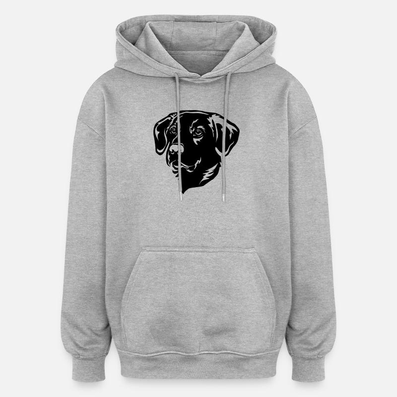 Tête de labrador - Sweat à capuche oversize unisexe - gris chiné