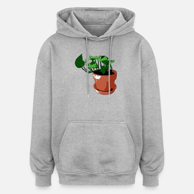 Plante - Sweat à capuche oversize unisexe - gris chiné