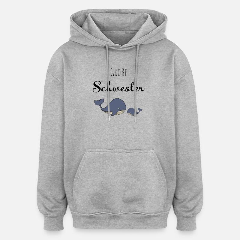 Große Schwester Wal - Oversized Unisex Hoodie - Grau meliert
