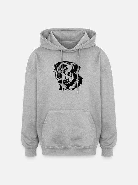 Rottweiler Head - Oversized Unisex Hoodie - heather grey