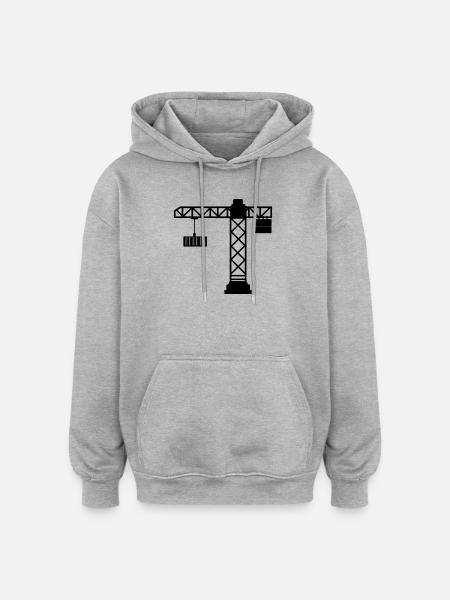 Crane with sea container - Oversized Unisex Hoodie - heather grey
