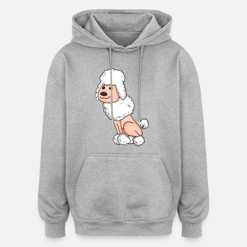 Caniche blanc - Sweat à capuche oversize unisexe - gris chiné