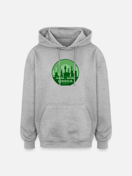 Lisboa Bridges Silhouette Trains - Oversized Unisex Hoodie - heather grey