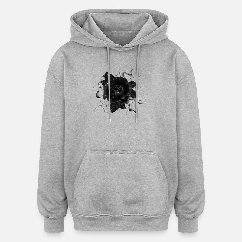 schwarze Gothic Rose mit dunklen Bändern - Oversized Unisex Hoodie - Grau meliert