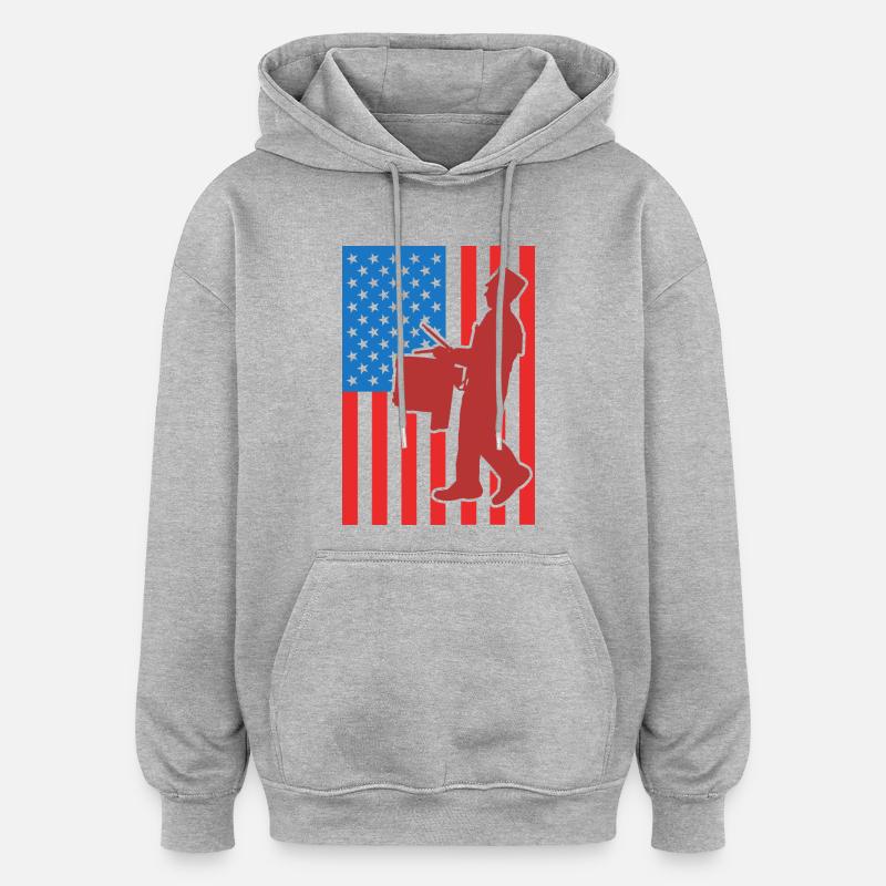 Drapeau de Drum USA - Sweat à capuche oversize unisexe - gris chiné